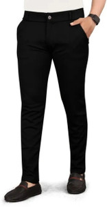 TopQore Slim Fit Men Black Trousers