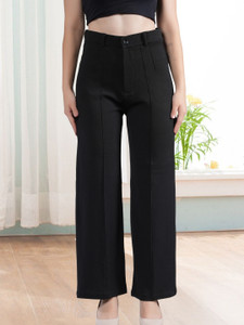 BELSHY Regular Fit Women Black Trousers