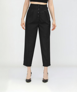 Tokyo Talkies Regular Fit Women Black Trousers