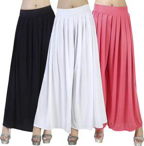 Zariya Enterprises Flared Women Black, White, Pink Trousers