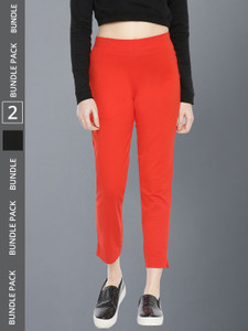 Dollar Missy Regular Fit Women Black, Red Trousers