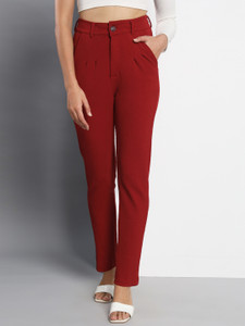 Q-Rious Regular Fit Women Maroon Trousers