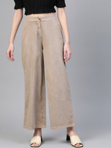 SASSAFRAS Relaxed Women Beige Trousers