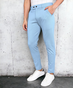 INDICLUB Slim Fit Men Light Blue Trousers