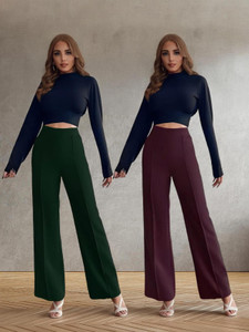 Kintu Parantu Regular Fit Women Green, Purple Trousers