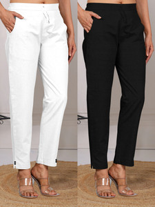 Tawaf Straight Fit Women White, Black Trousers
