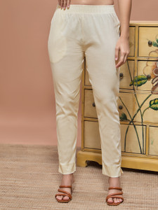 URBAN TRENDING Straight Fit Women White Trousers