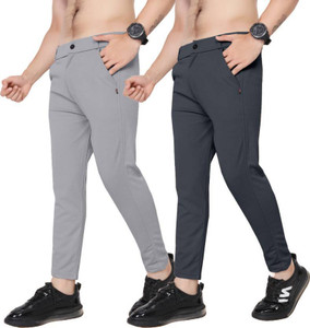 KENDORE Regular Fit Men Silver, Grey Trousers