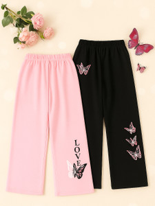 Uniqvibs Regular Fit Girls Pink, Black Trousers