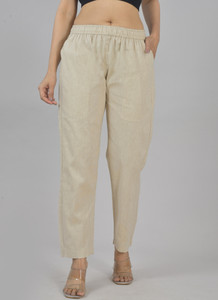 Qashida Regular Fit Women Beige Trousers