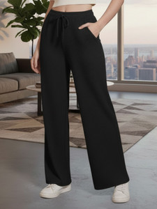M7 By Metronaut Flared Women Black Trousers