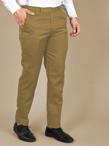 MANCREW Regular Fit Men Khaki Trousers