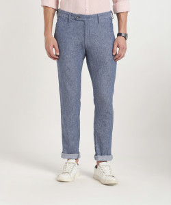 INDIAN TERRAIN Slim Fit Men Blue Trousers
