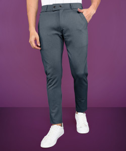 INDICLUB Slim Fit Men Grey Trousers