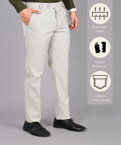 STREETVIBES Slim Fit Men Beige Trousers
