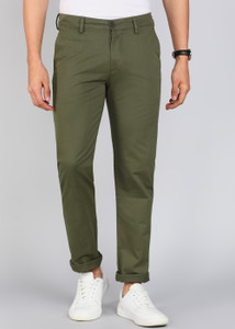 PETER ENGLAND Regular Fit Men Green Trousers