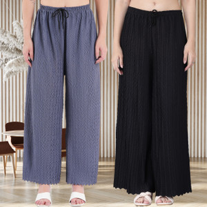 KWSH Regular Fit Women Grey, Black Trousers