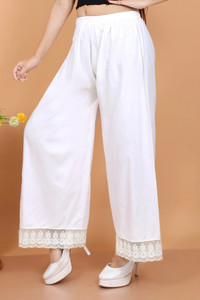 SMSGS Comfort Fit Women White Trousers