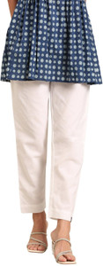 TWIN BIRDS Straight Fit Women White Trousers