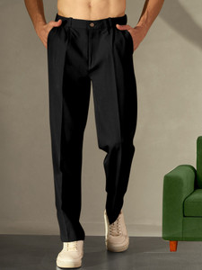 INDICLUB Loose Fit Black Trousers for Men - Image 6