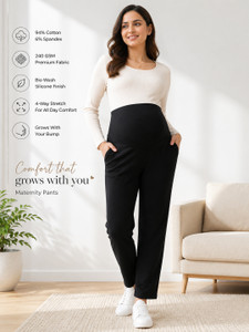 MomToBe Relaxed Women Black Trousers