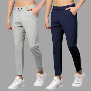 Achalnath Enterprises Slim Fit Men Grey, Blue Trousers