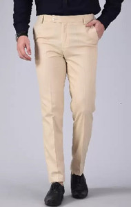 rishi Regular Fit Men Cream Trousers