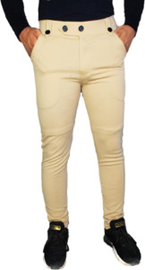SK Clasy Slim Fit Men Beige Trousers