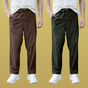 GIBBONTE Relaxed Men Brown, Dark Green Trousers
