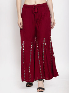 Trend Level Flared Women Maroon Trousers