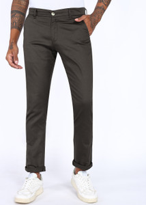 PROVOGUE Slim Fit Men Green Trousers