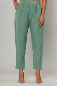 Tulsiram Regular Fit Women Green Trousers