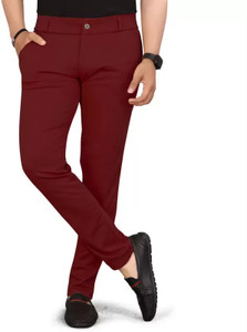 ynam Regular Fit Men Maroon Trousers
