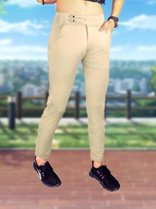SK Clasy Slim Fit Men Gold Trousers