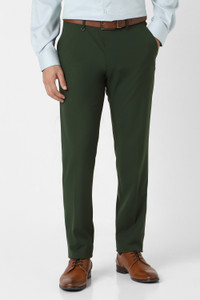 वैन ह्यूसेन पुरुषों के लिए गहरा हरा स्लिम फिट ट्राउज़र्स