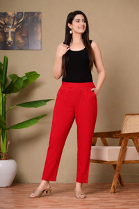 Sagarika Fashion Regular Fit Women Red Trousers