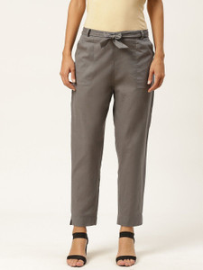 IQRAAR Regular Fit Women Grey Trousers
