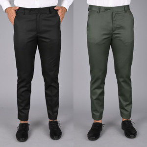 MANCREW Regular Fit Men Dark Green Trousers
