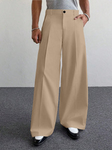 Klossy Loose Fit Men Beige Trousers - Image 6