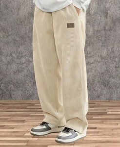 JexPuti Loose Fit Men Cream Trousers