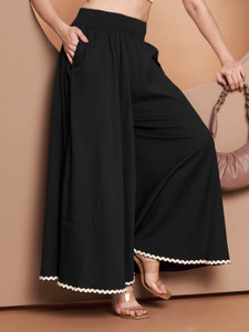OTABU Relaxed Women Black Trousers
