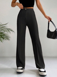 NUCOUTHS Regular Fit Women Black Trousers
