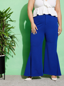 SASSAFRAS Curve Flared Women Blue Trousers