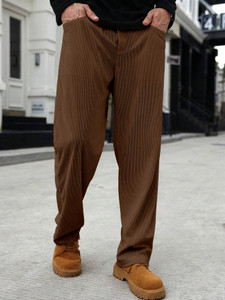 Rajovati Slim Fit Men Brown Trousers