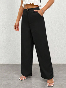 CHALODIA Regular Fit Women Black Trousers