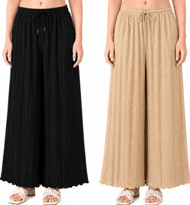 SHUSHIVGORA FABRIC Loose Fit Women Black, Beige Trousers