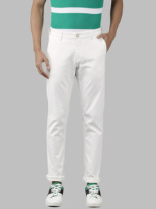 Halogen Slim Fit Men White Trousers