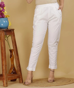PA FASHION Slim Fit Women White Trousers