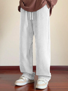 Rajovati Loose Fit Men White Trousers