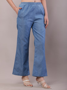 Shopbering Regular Fit Women Blue Trousers